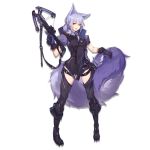  1girl :d animal_ears arknights bangs black_footwear black_gloves black_jacket black_pants boots bow_(weapon) braid breasts chaps crossbow fox_ears fox_tail full_body gloves hair_over_shoulder holding holding_crossbow holding_weapon hood hood_down hooded_jacket jacket knee_boots knee_pads long_hair looking_at_viewer multicolored multicolored_clothes multicolored_gloves nian official_art open_mouth pants provence_(arknights) puffy_sleeves purple_hair purple_shirt shirt sidelocks single_braid small_breasts smile snap-fit_buckle solo tachi-e tail thigh_strap trigger_discipline weapon yellow_eyes 