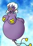  &lt;3 2007 anthro balloon blush breasts butt cloud drifloon eyes_closed female floating hair lips nintendo nipples not_furry overweight pigtails pok&#233;mon pok&#233;morph pokemon purple_skin pussy rancid signature sky smile solo tape taped_nipples teeth video_games white_hair 