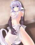  animal_ears bad_id bad_pixiv_id breasts dog_ears dog_tail elbow_gloves gisyo gloves izayoi_sakuya kemonomimi_mode medium_breasts nipples see-through small_breasts solo tail touhou 