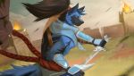  anthro canid canine hi_res mammal melee_weapon shenxiao sword weapon yasuo zempy3 