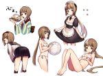  5girls :d alternate_costume apron aqua_bow aqua_kimono ball bangs bare_arms bare_legs beachball bikini black_bow black_dress black_legwear black_neckwear black_sailor_collar black_skirt blowing blunt_bangs blush blush_stickers bow breasts brown_eyes cleavage conch detached_collar dot_nose dress enmaided eyebrows_visible_through_hair frilled_apron frills from_side full_body hair_bow hands_on_own_chest hands_on_own_knees holding holding_beachball idolmaster idolmaster_cinderella_girls japanese_clothes katase_yuu kimono kneehighs knees_up leaning_forward long_hair long_sleeves looking_at_viewer looking_back looking_to_the_side low_ponytail lying maid maid_apron maid_headdress midriff multiple_girls navel neck_ribbon on_back open_mouth pleated_skirt ponytail puffy_short_sleeves puffy_sleeves red_bow ribbon sailor_collar school_uniform seashell serafuku shell shirt short_sleeves side-tie_bikini sidelocks simple_background skirt skirt_hold small_breasts smile spaghetti_strap standing striped striped_bow striped_kimono swimsuit very_long_hair white_apron white_background white_bikini white_shirt wide_sleeves yorita_yoshino 