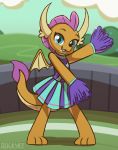  2019 2d_animation animated cheerleader clothing dragon female friendship_is_magic looking_at_viewer my_little_pony rockset scalie smile smolder_(mlp) solo 