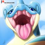 1:1 ambiguous_gender hi_res lapras looking_at_viewer mouth_shot nintendo open_mouth pok&eacute;mon pok&eacute;mon_(species) shikaro simple_background solo teeth tongue tongue_out video_games 