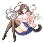  animal_ears ass blush chun_(friendly_sky) dog_ears dog_tail fake_animal_ears fake_tail from_below full_body hair_ribbon hairband kawaikereba_hentai_demo_suki_ni_natte_kuremasu_ka? leash long_hair looking_at_viewer official_art pleated_skirt ribbon school_uniform simple_background skirt smile tail thighhighs tokihara_sayuki white_background 