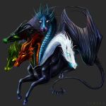  1:1 dragon equid equine hi_res horse hybrid lenika mammal multi_head pterippus tiamat_(god) wings 