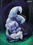  2019 anthro bovid caprine female grass hi_res hooves kindred_(lol) lamb_(lol) league_of_legends mammal mask nawka nude pussy riot_games sheep tree video_games wolf_(lol) 