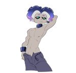  animal_humanoid belt blue_eyes blue_hair bottomwear bracelet cephalopod cephalopod_humanoid clothed clothing collar coralino digital_media_(artwork) ear_piercing ear_ring eyeliner fan_character hair hand_behind_head hi_res humanoid jewelry light_skin makeup male marine marine_humanoid mollusk mollusk_humanoid multicolored_hair nintendo octarian octoling pants piercing purple_hair raised_arm signature simple_background slb solo splatoon suction_cup tentacle_hair tentacles topless two_tone_hair unbuttoned video_games white_background 