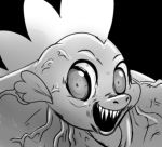  dragon friendship_is_magic furrniture greyscale hyper hyper_muscles low_res monochrome muscular my_little_pony nightmare_fuel open_mouth sharp_teeth spike_(mlp) teeth vein 