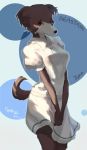  2018 absurd_res anthro beastars blush bottomwear breasts brown_eyes brown_fur canid canine clothed clothing female fluffy fluffy_tail fur hi_res juno_(beastars) looking_at_viewer mammal portrait skirt solo standing three-quarter_portrait tofu_(artist) white_fur 