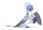  2018 4_toes ambiguous_gender anisodactyl avian beak bird blue_eyes digital_media_(artwork) feathered_wings feathers feral flower grey_beak grey_feathers hi_res markings plant reysi simple_background smile solo standing toes white_background white_feathers wings 