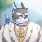  1:1 2019 absurd_res anthro clothing duo hi_res lingye male necktie shirt suit tokyo_afterschool_summoners topwear tsathoggua video_games 