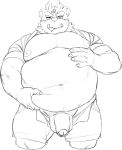  2019 absurd_res anthro balls belly blush bottomwear clothing flaccid hi_res humanoid_hands humanoid_penis male moobs navel nipples nsfwnudo overweight overweight_male penis shorts simple_background solo tokyo_afterschool_summoners tongue tongue_out tsathoggua video_games white_background 