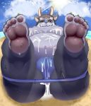  2019 3_eyes anthro anus beach belly bodily_fluids butt cum cum_in_navel cum_on_butt cum_on_chest cum_on_face cum_on_stomach demon edogast feet genital_fluids hi_res male mammal moobs multi_ear multi_eye navel nipples outside overweight overweight_male pawpads seaside solo tokyo_afterschool_summoners tsathoggua tusks video_games water 