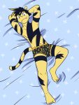  anthro anthrofied briefs clothed clothing electabuzz fuze hands_behind_head hi_res lying male navel nintendo nipples on_back pok&eacute;mon pok&eacute;mon_(species) solo topless underwear video_games 