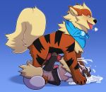  absurd_res animal_genitalia animal_penis arcanine bandanna blue_background bodily_fluids canid canine canine_penis clothed clothed_feral clothing cum cum_on_face cum_on_ground cum_pool duo erection feral foot_fetish footjob genital_fluids hi_res lukanine lying male male/male mammal nintendo on_back orgasm pawjob penis penis_size_difference pok&eacute;mon pok&eacute;mon_(species) pokemania red_penis rockruff scarf sex side_view simple_background size_difference tongue tongue_out video_games 