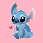  &lt;3 1:1 2019 4_fingers alien back_markings black_eyes blue_claws blue_fur blue_nose blue_pawpads claws disney experiment_(lilo_and_stitch) fingers fur gesture head_tuft lilo_and_stitch looking_at_viewer looking_back markings nonta_(pixiv_3813893) notched_ear outline pawpads pink_background simple_background sitting small_tail smile stitch_(lilo_and_stitch) tuft waving 