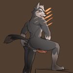  1:1 2019 anthro anus balls butt canid canine canis digital_media_(artwork) erection fur hi_res humanoid_penis jrjresq looking_back male mammal nintendo nude open_mouth penis simple_background solo star_fox video_games wolf wolf_o&#039;donnell 