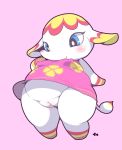  animal_crossing anthro bbn blush bottomless breasts clothed clothing elephant elephantid female mammal margie_(animal_crossing) nintendo nipple_outline proboscidean pussy simple_background small_breasts smile solo trunk video_games woory 