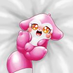  1:1 anthro anus bed_sheet bedding blush clitoris cocotama fan_character female fur looking_at_viewer multicolored_fur pink_fur presenting pussy solo two_tone_fur white_fur yellow_eyes 九尾 
