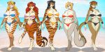  anthro beach big_breasts bikini breasts cleavage clothed clothing cougar felid feline hi_res lion mammal pantherine seaside swimwear tiger vkyrie 
