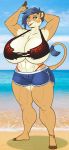  anthro beach big_breasts breasts chest_tuft cleavage clothed clothing felid female hi_res huge_breasts lion mammal pantherine seaside torn_clothing tuft vkyrie voluptuous 