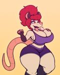  absurd_res big_breasts bottomwear breasts cake candle candlestick clothing didelphid food hands-free_bubble_tea hi_res lipstick makeup mammal marsupial meme purple_lipstick short_shorts shorts solo stunnerpony tania_(stunnerpone) virginia_opossum wide_hips 