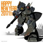  2017 artist_name beam_rifle energy_gun energy_weapon galbaldy_alpha glowing glowing_eye gundam gundam5320 gundam_msv happy_new_year highres mecha new_year no_humans shield weapon zeon 