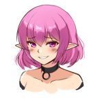  1girl bare_shoulders blush breasts choker eyebrows_visible_through_hair hair_between_eyes looking_at_viewer lucid maemi_(maemi12) maplestory pink_eyes pink_hair pointy_ears short_hair smile 