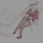  1:1 anthro bedroom_eyes breasts callie_briggs callmewritefag chair cleavage clothed clothing domestic_cat felid feline felis female half-closed_eyes hanna-barbera hi_res leggings legwear looking_at_viewer mammal mature_female panties seductive simple_background sitting smile solo suit swat_kats topwear underwear 