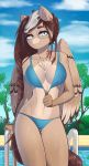  absurd_res anthro breasts clothing equid equine fan_character female hi_res mammal my_little_pony pewas pool_(disambiguation) pterippus skull solo swimwear water wings 
