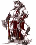 anthro armor axe big_breasts blizzard_entertainment bovid bovine breasts cattle clothed clothing female fenrir_lunaris huge_breasts loincloth mammal melee_weapon nipple_piercing nipples piercing solo standing tattoo tauren topless video_games warcraft weapon 