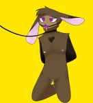  2019 absurd_res andromorph anthro ball_gag bdsm berry_(berrybutts) berrybutts bodily_fluids bondage bound collar digital_media_(artwork) dripping drooling fur gag gagged genital_fluids hi_res intersex lagomorph leash leporid mammal nipples nude pussy rabbit saliva simple_background solo solo_focus visibly_trans 