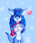  2019 accessory alolan_sandslash anthro anthrofied areola big_breasts blue_eyes blue_fur blue_hair breasts claws clothed clothing digital_media_(artwork) fan_character female front_view fur hair hand_on_breast headband kendratheshinyeevee looking_at_viewer mammal mostly_nude nadia_the_sandslash navel nintendo nipples nude pangolin partially_clothed pok&eacute;mon pok&eacute;mon_(species) pok&eacute;morph pussy regional_variant sandslash scarf smile solo standing teeth thick_thighs video_games wide_hips 