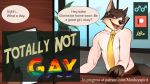  2019 anthro canid canine canis clothed clothing comic detailed_background domestic_dog english_text fan_character husky lgbt_pride male mammal monkeyspirit necktie nordic_sled_dog phone pride_colors shirt solo spitz text topwear 