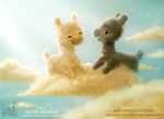  alpaca camelid cloud cryptid-creations duo eyes_closed feral mammal on_cloud outside sky 