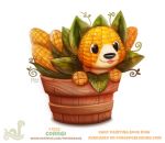  bucket canid canine canis corn cryptid-creations domestic_dog flora_fauna food food_creature herding_dog mammal pastoral_dog plant solo welsh_corgi 