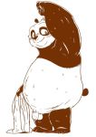 2019 anthro belly blush bodily_fluids butt dreamworks flaccid giant_panda humanoid_hands humanoid_penis kung_fu_panda male mammal moku_nameko overweight overweight_male penis po simple_background solo sweat towel ursid white_background 