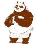  2019 anthro belly blush dreamworks giant_panda humanoid_hands kung_fu_panda male mammal moku_nameko navel overweight overweight_male po simple_background solo towel ursid wet white_background 