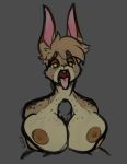  2018 areola big_breasts breasts buckteeth d-ser faceless_male grey_background hair hazel_(shakotanbunny) lagomorph leporid male mammal open_mouth rabbit sex short_hair simple_background teeth titfuck tongue tongue_out 