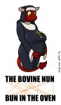  anagram anthro belly big_belly big_breasts bovid bovine breasts cattle cross female hi_res humor mammal nun pregnant religion sen-en 