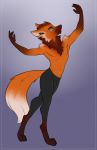  5_fingers anthro barefoot blue_eyes bulge canid canine clothed clothing digitigrade dipstick_tail evilymasterful fingers fox gloves_(marking) leg_markings legwear male mammal markings multicolored_tail neck_tuft simple_background socks_(marking) solo tights topless tuft 