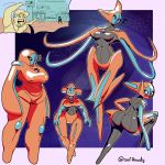 1:1 absurd_res alien black_sclera blush breasts butt deoxys deoxys_(attack_form) deoxys_(defense_form) deoxys_(normal_form) deoxys_(speed_form) featureless_feet featureless_hands female hi_res humanoid legendary_pok&eacute;mon magnezone musical_note nintendo not_furry oofrowdy pok&eacute;mon pok&eacute;mon_(species) tentacles video_games 