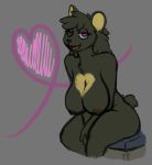  &lt;3 2019 areola big_breasts breasts d-ser female fur green_fur grey_background half-closed_eyes mammal multicolored_fur nude open_mouth pink_eyes sagging_breasts simple_background sitting solo two_tone_fur ursid 