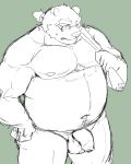  2019 anthro balls belly blush eyewear flaccid glasses hi_res humanoid_hands humanoid_penis inabayasuri leib_(tas) male mammal moobs navel nipples overweight overweight_male penis polar_bear simple_background solo tokyo_afterschool_summoners ursid ursine video_games 