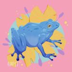  1:1 2019 ambiguous_gender amphibian blue_skin digital_media_(artwork) feral frog kaitycuddle solo 