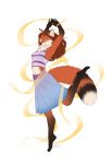  2019 anthro barefoot black_nose breasts brown_hair canid canine clothed clothing female fox fur goldendruid hair hi_res mammal orange_fur simple_background solo white_background yellow_eyes 