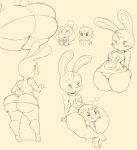  animal_crossing anthro big_butt blush bodily_fluids bottomless breasts butt canid canine canis clothed clothing domestic_dog female freckles fur hair hi_res huge_butt isabelle_(animal_crossing) lagomorph leporid looking_back mammal monochrome nintendo open_mouth purple_yoshi_draws rabbit ruby_(animal_crossing) shih_tzu short_stack simple_background sweat thick_thighs toy_dog video_games villager_(animal_crossing) wide_hips yellow_fur 
