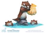  cryptid-creations group lutrine mammal mustelid rock shell water 