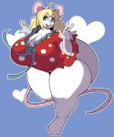  2019 anthro big_breasts big_butt blonde_hair blue_eyes breasts butt cleavage clothed clothing female fur grey_fur hair hi_res huge_breasts huge_butt legwear looking_at_viewer mammal mouse murid murine overweight rodent solo thick_thighs vammzu wide_hips 