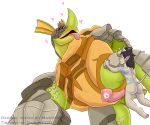  absurd_res anal butt damian5320 hi_res makoa_(paladins) male male/male paladins penis reptile scalie size_difference small_dom_big_sub talus_(paladins) turtle 